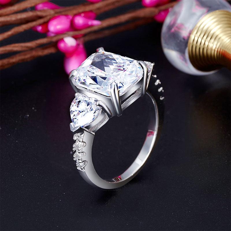 5 Carat Solid 925 Sterling Silver Ring Three-Stone Pageant Luxury Jewelry XFR831