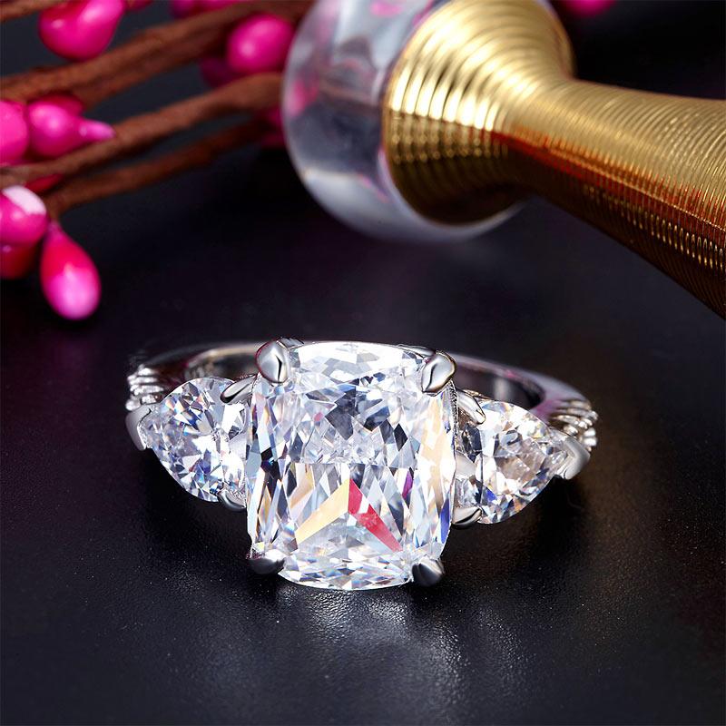5 Carat Solid 925 Sterling Silver Ring Three-Stone Pageant Luxury Jewelry XFR831
