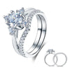 Load image into Gallery viewer, Solid 925 Sterling Silver 2-Pcs Wedding Engagement Ring Set 1 Ct Round Cut Jewel