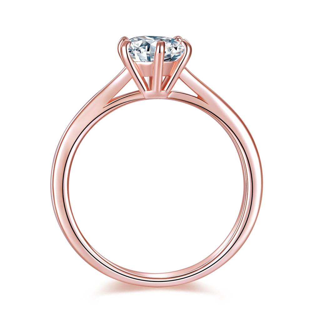 1 Carat 6 Claws Wedding Engagement Ring Solitaire Solid 925 Sterling Silver Rose