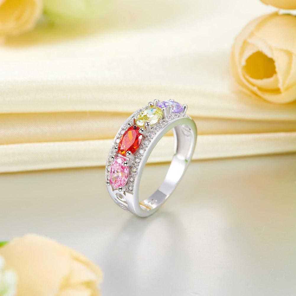 Wedding Band Multi-Color Stone Anniversary Solid 925 Sterling Silver Ring Jewelr