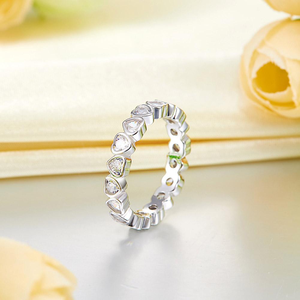 Eternity Wedding Band Heart Solid 925 Sterling Silver Stacking Ring Jewelry XFR8