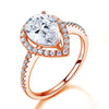 Load image into Gallery viewer, 2 Ct Pear Cut Sterling 925 Silver Rose Gold Plated Ring Wedding Promise Engageme