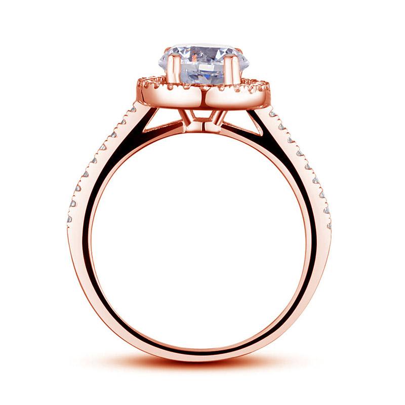 925 Sterling Silver Wedding Engagement Rose Gold Plated Ring Created Diamond