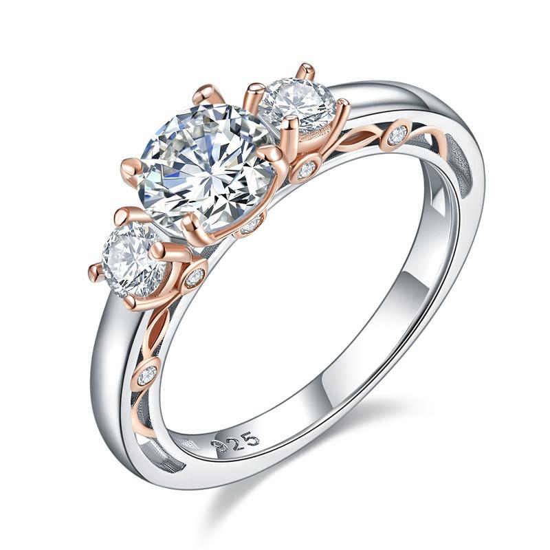 Solid 925 Sterling Silver Wedding Vintage Style Ring 1 Ct Two Tone Color XFR8331