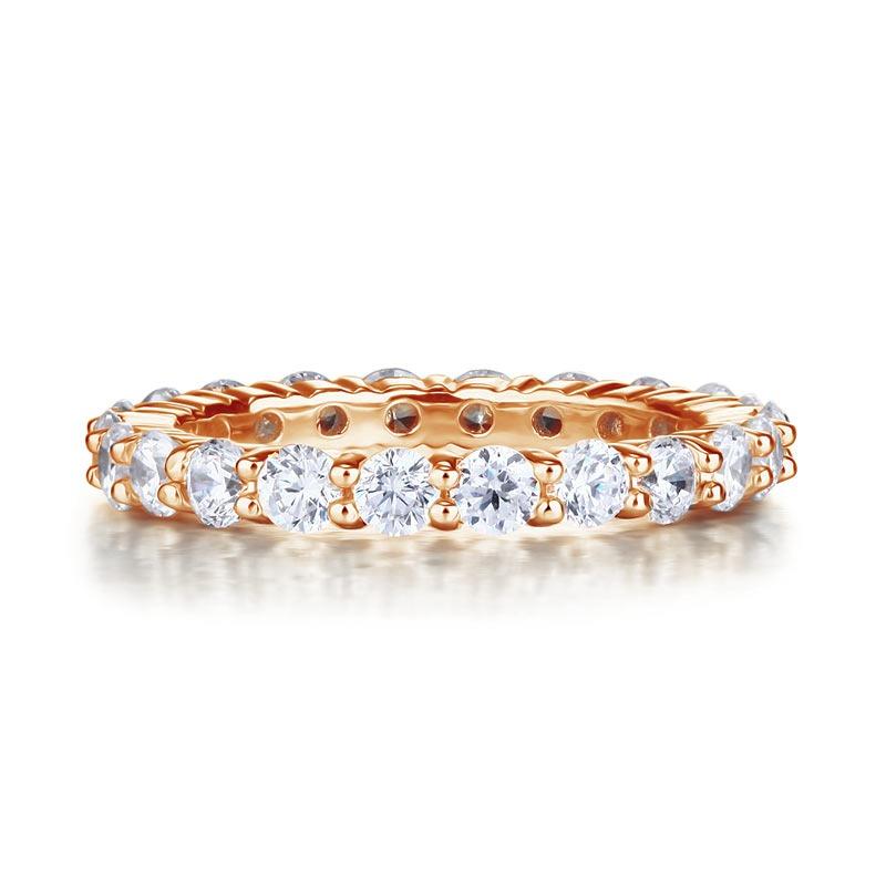 Solid 925 Sterling Silver Wedding Band Eternity Stacking Ring Rose Gold Plated X