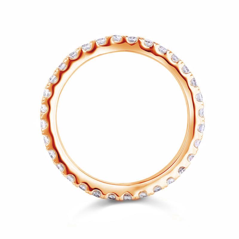 Eternity Ring Created Diamond Solid Sterling 925 Silver Rose Gold Plated Wedding