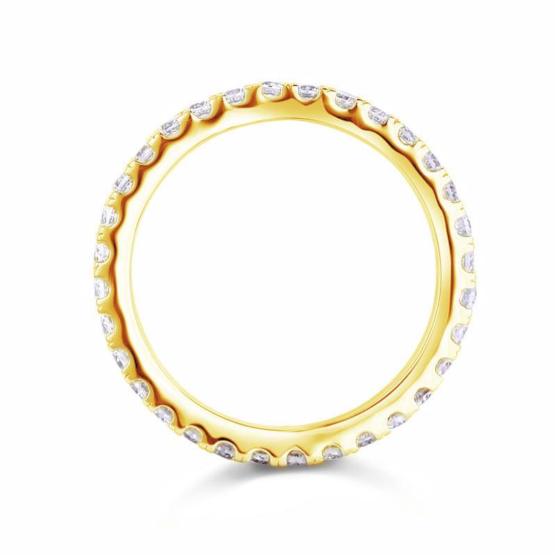 Eternity Ring Created Diamond Solid Sterling 925 Silver Yellow Gold Plated Weddi