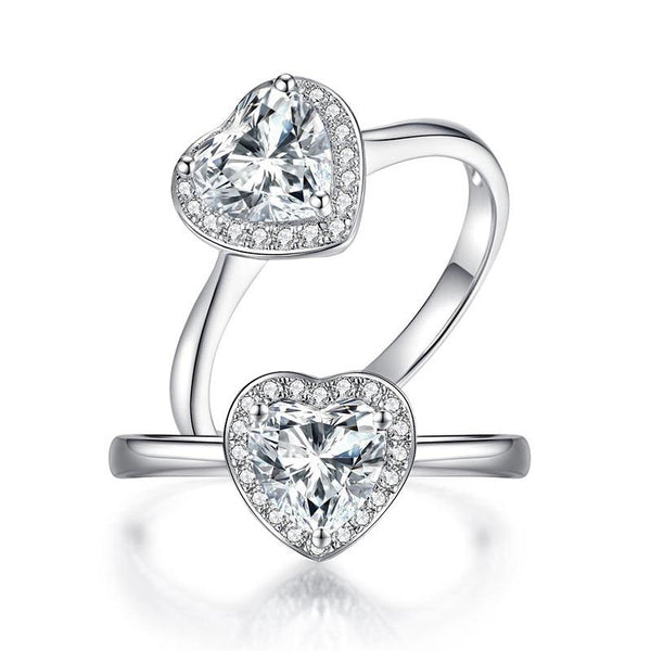 Heart Halo 1 Carat Moissanite Diamond Ring Engagement 925 Sterling Silver MFR834