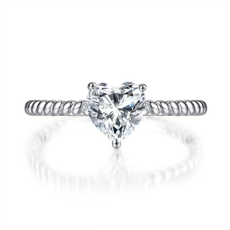 Heart 1 Carat Moissanite Diamond Ring Engagement 925 Sterling Silver MFR8345