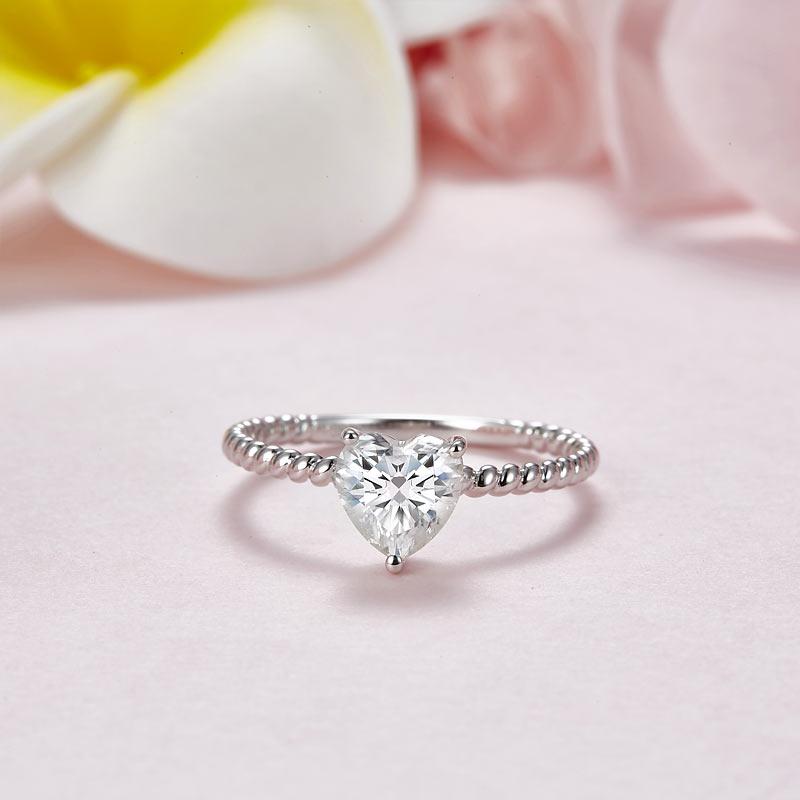 Heart 1 Carat Moissanite Diamond Ring Engagement 925 Sterling Silver MFR8345