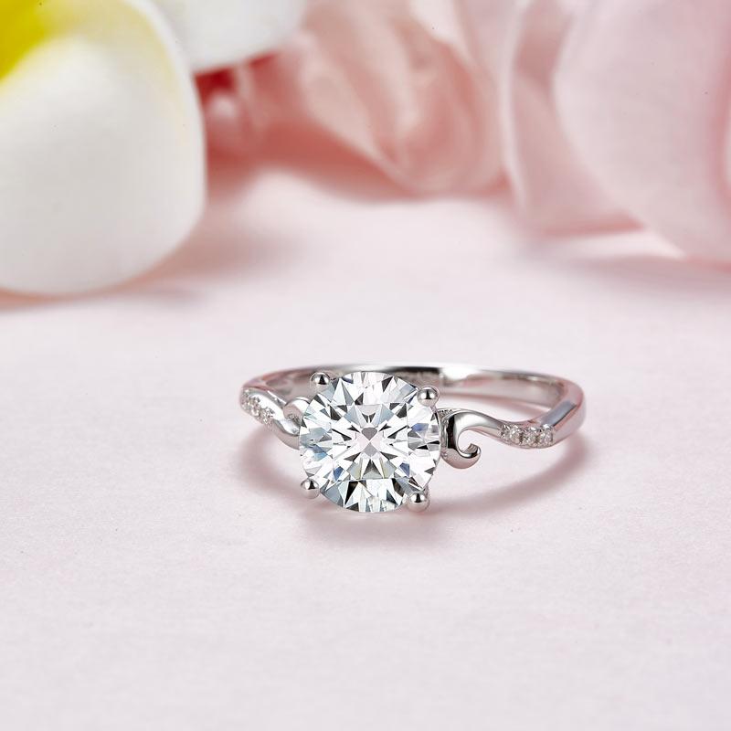 2 Carat Moissanite Diamond (8 mm) Wedding Engagement Ring 925 Sterling Silver MF