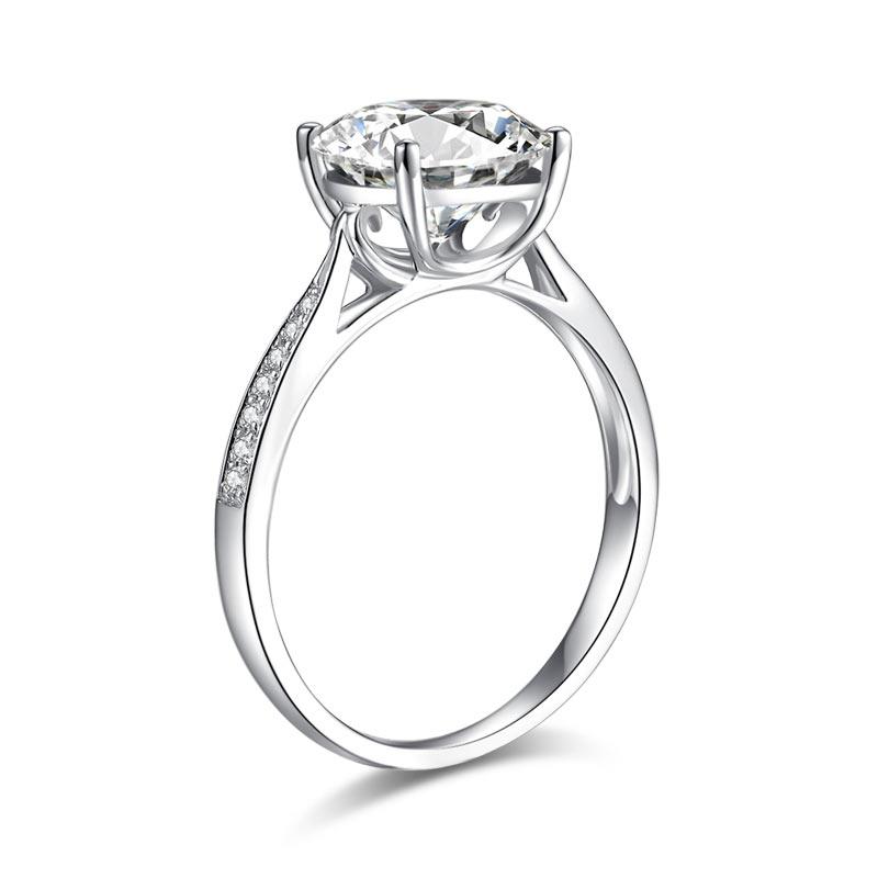 2.5 Carat Moissanite Diamond (9 mm) Luxury Ring Engagement 925 Sterling Silver M