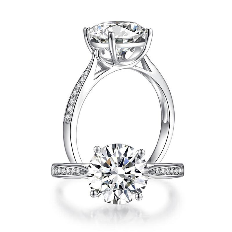 2.5 Carat Moissanite Diamond (9 mm) Luxury Ring Engagement 925 Sterling Silver M