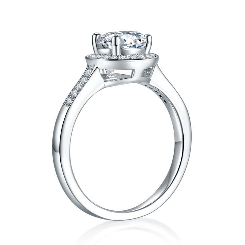 1 Carat Moissanite Diamond Ring Halo Engagement 925 Sterling Silver MFR8351