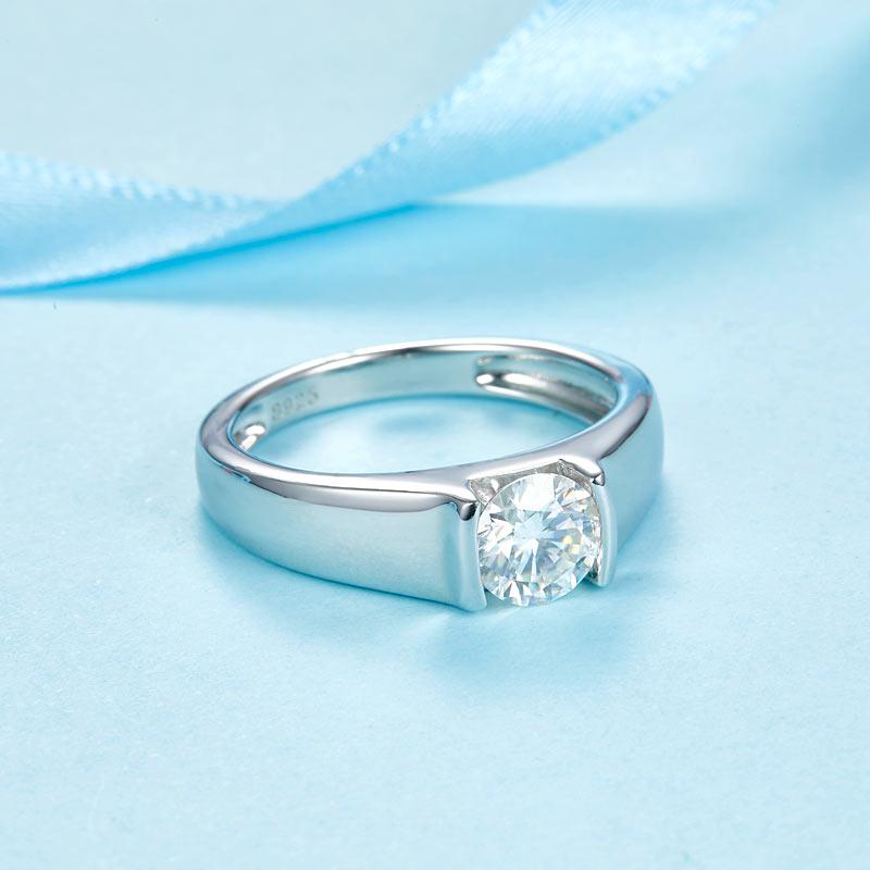 Men's Ring Moissanite Diamond 1 Carat Engagement 925 Sterling Silver MFR8353