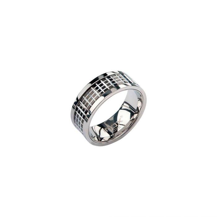 Grid Pattern Spinner Polished Ring