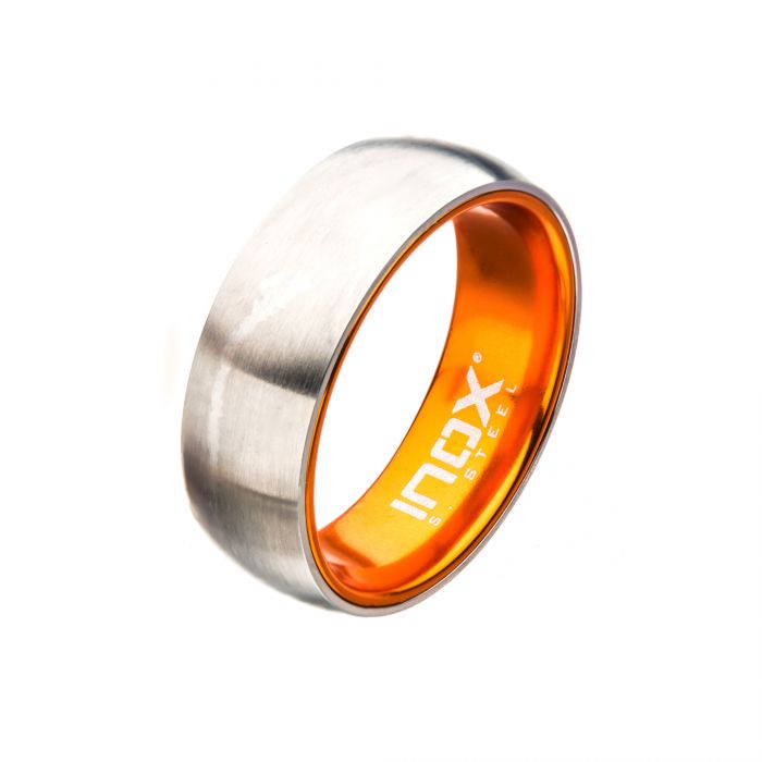 Orange, Steel, Aluminum Dome Ring