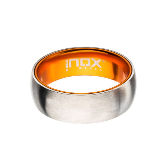 Orange, Steel, Aluminum Dome Ring