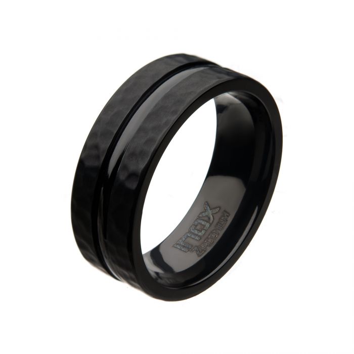 Black Zirconium Hammered Rings