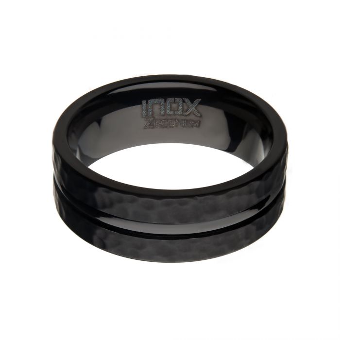 Black Zirconium Hammered Rings