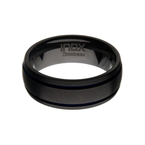 Black Zirconium with Blue Plated Line Rings