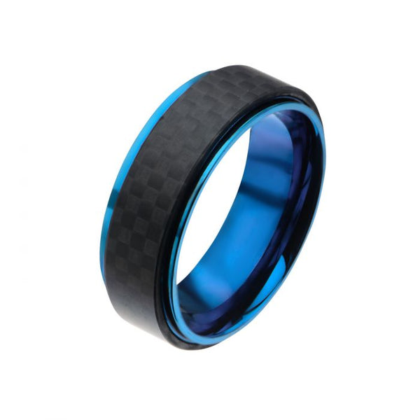 Blue Plated and Solid Carbon Fiber Ring