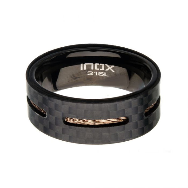 Solid Carbon Cable Inlay Ring