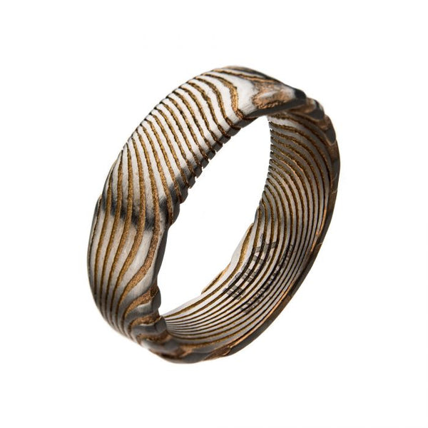 Damascus 7mm Matte Rose Gold Plated Band Ring