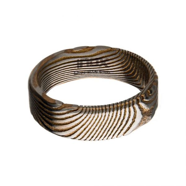 Damascus 7mm Matte Rose Gold Plated Band Ring