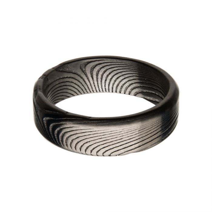 Damascus 7mm Matte Steel Band Ring