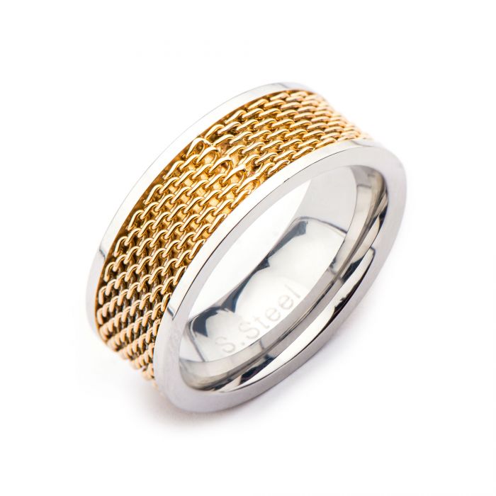 Stainless Steel Two Tone Mesh Ring