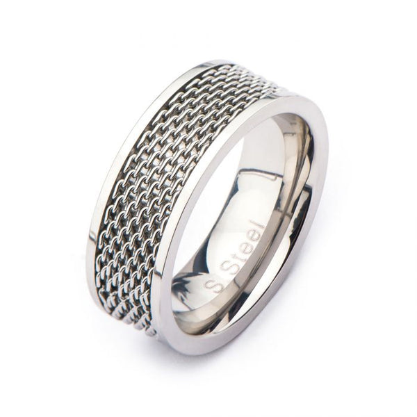 Stainless Steel Two Tone Mesh Ring