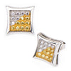 Load image into Gallery viewer, Clear &amp; Yellow CZ in Square Kite Hip Hop Stud Earrings