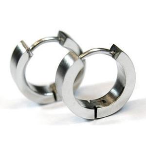 Hip Hop Plain Brush Stainless Steel Hoop Mens Earrings ME012