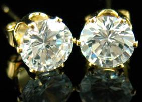 CZ Created Round Stud 18K Gold Plated 8 mm Mens Earrings XME027
