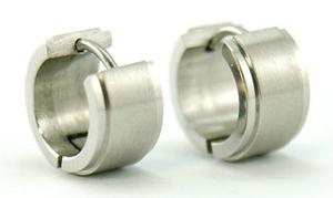 Mens Brushed Stainless Steel Huggie Hoop Earrings ME042