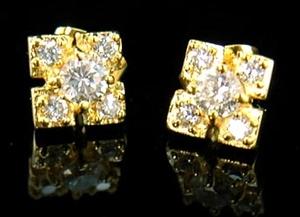 CZ Simulated Cubic Zirconia Bling Stud 18K Gold Plated Mens Earrings XME052