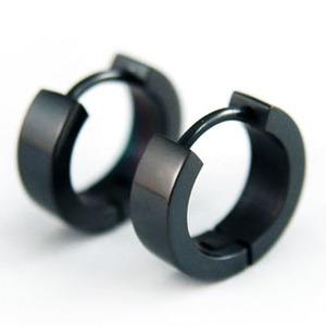 Plain Black Hip Hop Stainless Steel Huggie Mens Earrings ME084