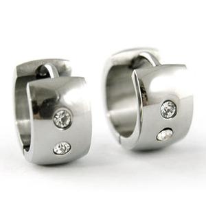 Mens CZ Simulated Cubic Zirconia Stainless Steel Huggie Harrings ME090