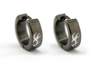 Black Gothic Stainless Steel Hoop Mens Earrings XME101