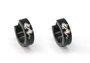 Mens Stainless Steel Black Dragon Huggie Hoop Earrings ME136