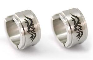 Silver Gothic Style Stainless Steel Hoop Mens Earrings ME150