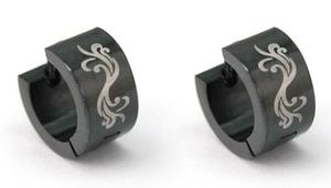 Black Gothic Stainless Steel Hip Hop Huggie Mens Earrings XME162