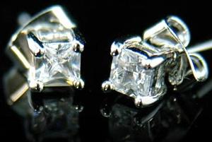 6 mm Cubic Zirconia Stud 18K White Gold Plated Mens Earrings XME183