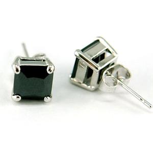 Hip Hop Black Square 7mm CZ Simulated Cubic Zirconia Stud Mens Earrings ME224