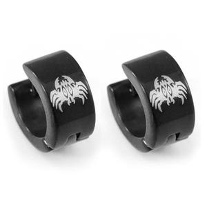 Black Spider Stainless Steel Hoop Mens Earrings XME265