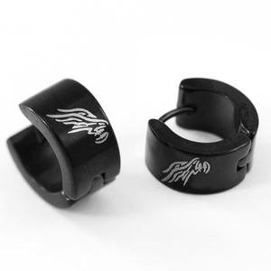 Black Flying Eagle Stainless Steel Mens Earrings XME266