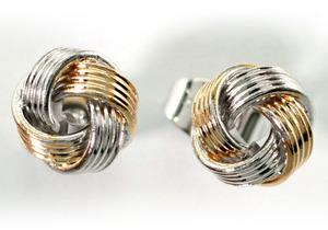 Hip Hop Silver & Gold Tone Twisted Knot 18k White Gold Plated Mens Earrings ME29