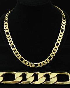24" x 12mm Hip Hop Gold Plated Figaro Mens Necklace XMN047